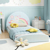 Twin Floor Bed Frame Upholstered Twin Size Kids Floor Bed with 210D Oxford Cloth Floor Mat-Blue
