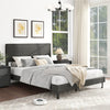 Twin/Full/Queen Size Velvet Bed Frame Upholstered Platform Bed with Chevron Headboard Gray-Queen