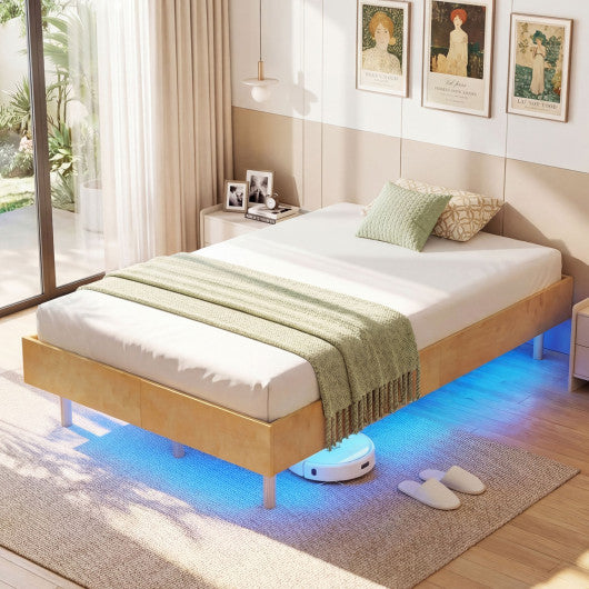 Twin/Full/Queen Size Floating Bed Frame with LED Lights for Bedroom-Twin