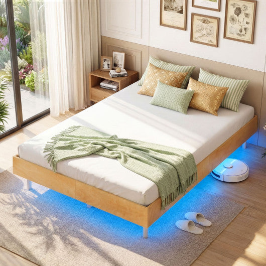 Twin/Full/Queen Size Floating Bed Frame with LED Lights for Bedroom-Full