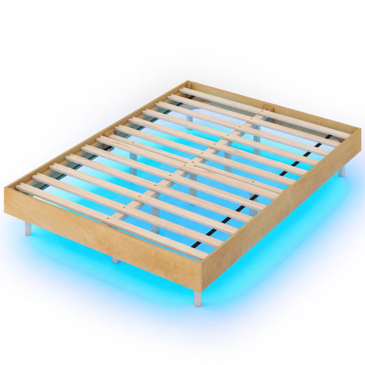 Twin/Full/Queen Size Floating Bed Frame with LED Lights for Bedroom-Full