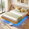 Twin/Full/Queen Size Floating Bed Frame with LED Lights for Bedroom-Queen