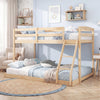 Twin Over Full Bunk Bed Low Floor Bunk Bed Frame-Natural