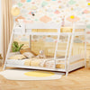 Twin Over Full Low Bunk Bed with Reversible Ladder-White