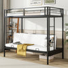 Twin Over Futon Bunk Bed with 2 Ladders and Safety Guardrails-Black