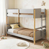 Twin Over Twin Bunk Bed with Ladder Convertible to 2 Twin Beds Toddler Wood Bunk Bed-Grey