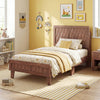 Twin Size Bed Frame Mid Century with Woven Accent Headboard