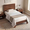 Twin Size Bed Frame with Headboard for Small Room No Box Spring Needed-Walnut