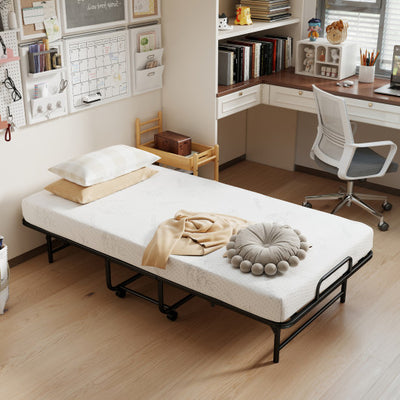 Twin Size Folding Bed with 5-Inch Mattress Rollaway Guest Bed with Memory Foam Mattress