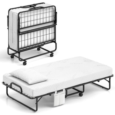 【Free $29 Pillow with Bed Purchase】Twin Size Folding Bed with 5 Inch Mattress