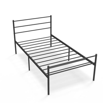 Twin Size Metal Bed Frame Platform with Headboard-Black