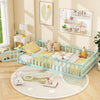 Twin Size Montessori Floor Bed Frame with Full Length Safety Guardrails-Green