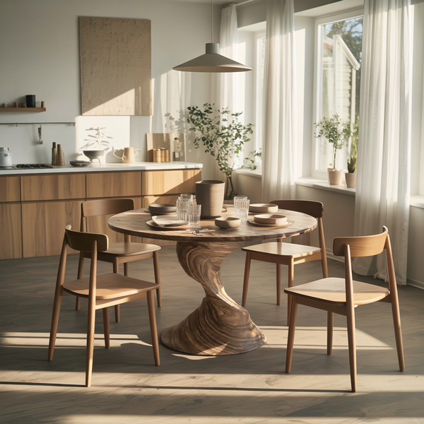 Twistcrest Solid Wood Round Dining Table