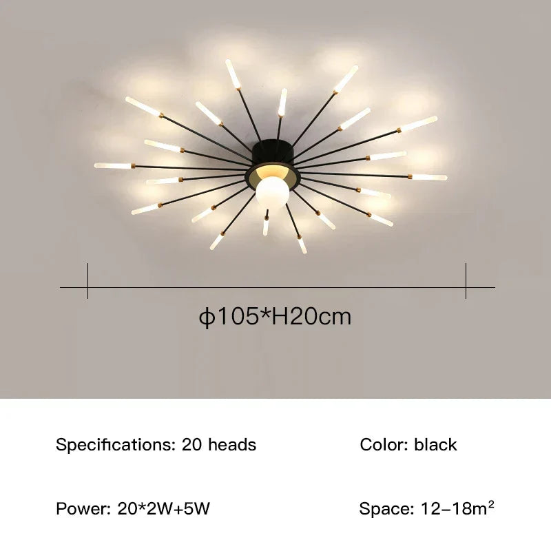 Black Fireworks Ceiling Light
