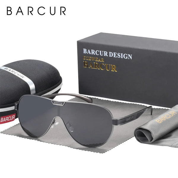 BARCUR Men's Polarized Sunglasses UV400 Protection Special-Shaped Eyewear for Men Stainless Steel Frame Eyeglasses Accessory