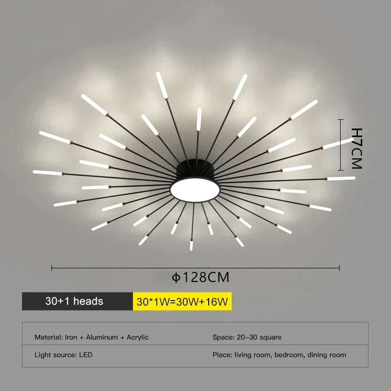 Black Fireworks Ceiling Light