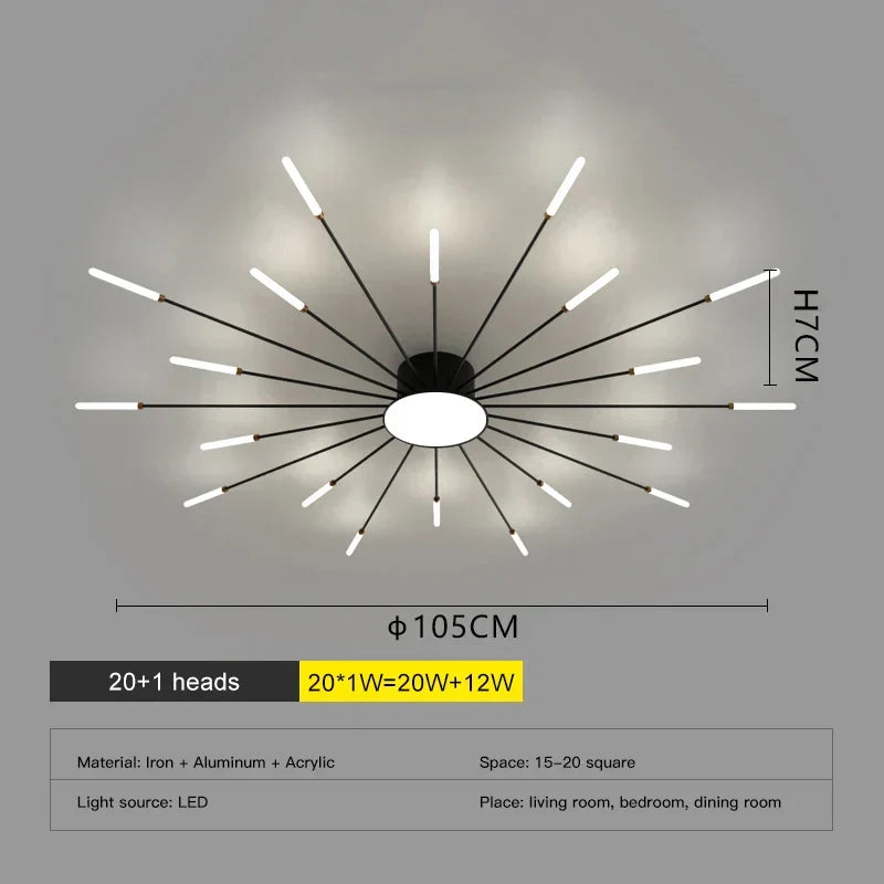 Black Fireworks Ceiling Light