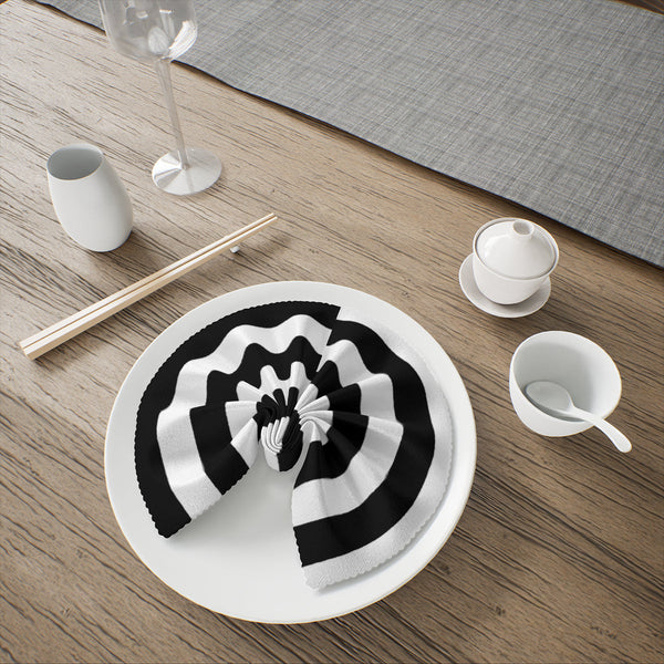 Black and White Striped Cloth Napkins – Reusable Polyester Table Napkins for Events, Weddings & Dining