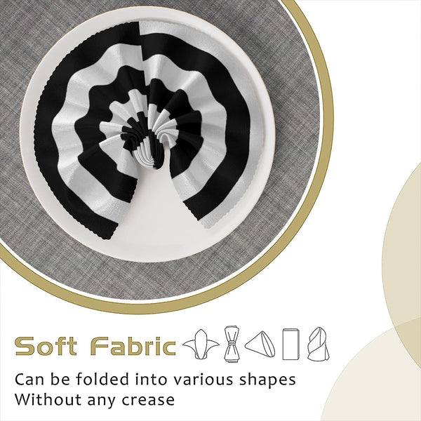 Black and White Striped Cloth Napkins – Reusable Polyester Table Napkins for Events, Weddings & Dining