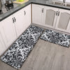 Kitchen floor mat damask pattern