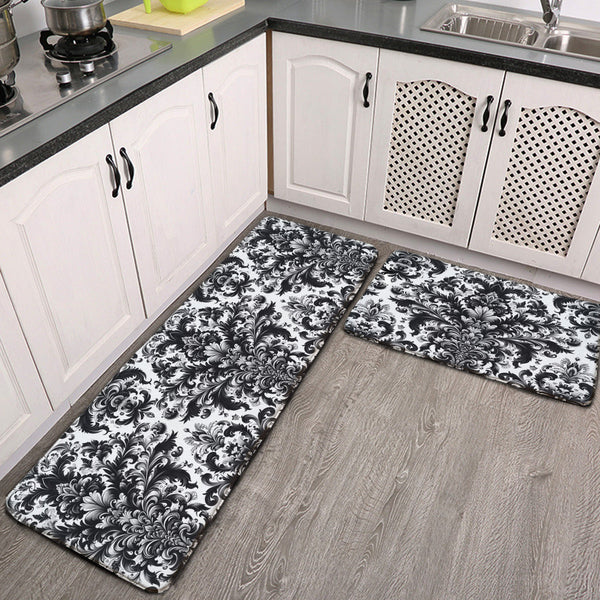 Kitchen floor mat damask pattern