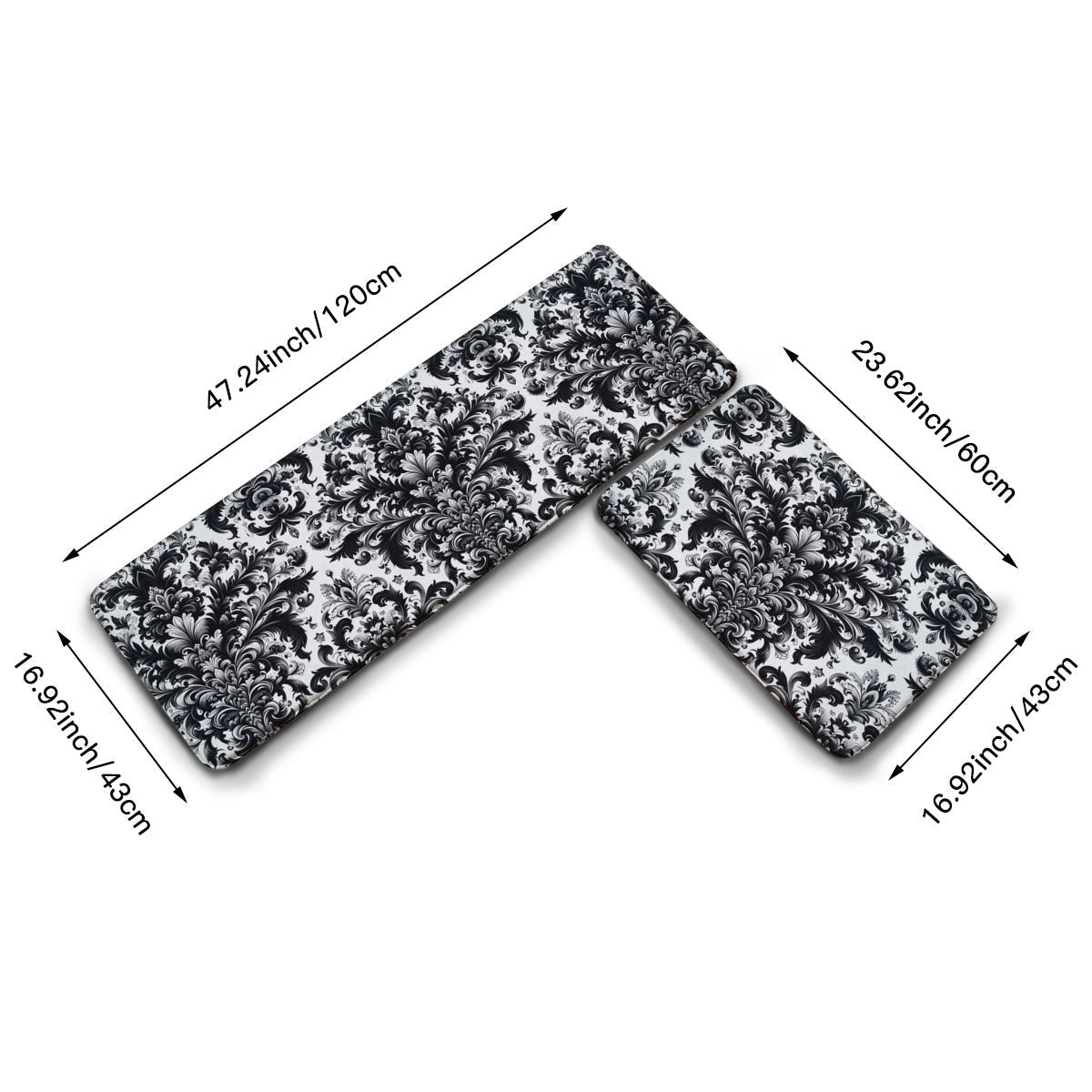 Kitchen floor mat damask pattern
