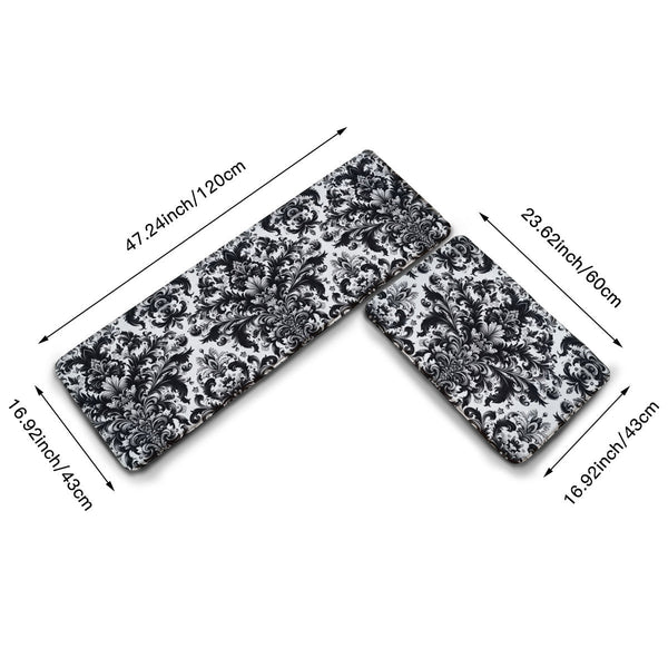 Kitchen floor mat damask pattern