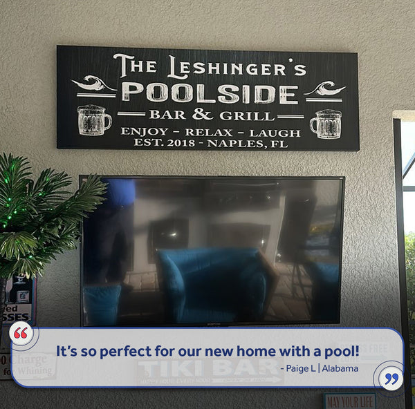 Personalized Poolside Bar And Grill Sign III