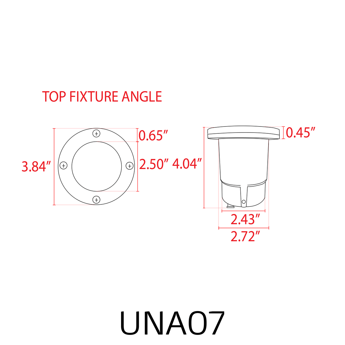 UNA07 Cast Aluminum 12V Low Voltage Round LED In-ground Well Light IP65 Waterproof MR16 Socket