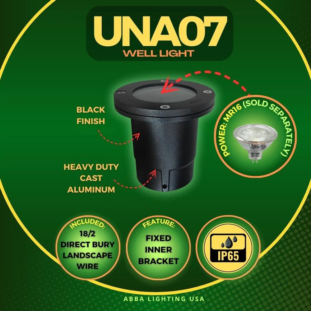 UNA07 Cast Aluminum 12V Low Voltage Round LED In-ground Well Light IP65 Waterproof MR16 Socket