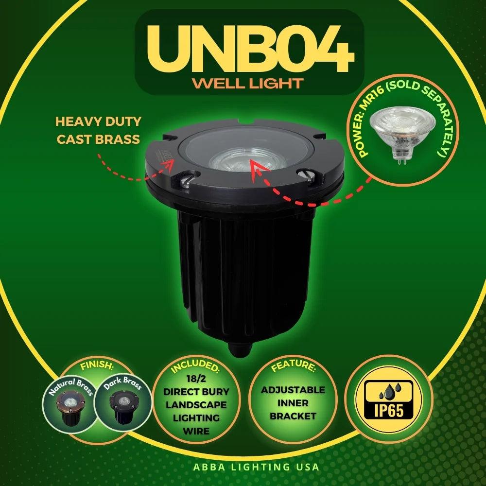 UNB04 Cast Brass 12V Low Voltage Round LED In-Ground Well Light MR16 Socket IP65 Waterproof