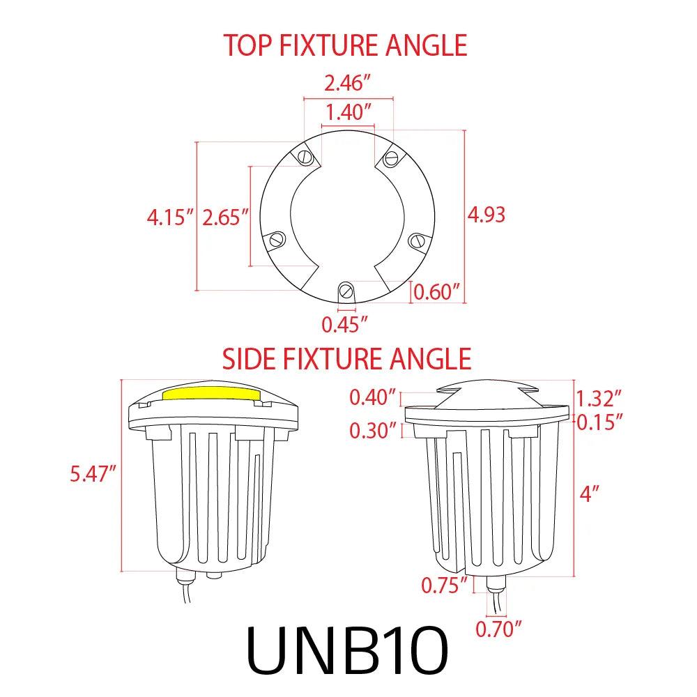 UNB10 Cast Brass Round Bi-Directional 12V Low Voltage LED In-ground Well Light MR16 Socket