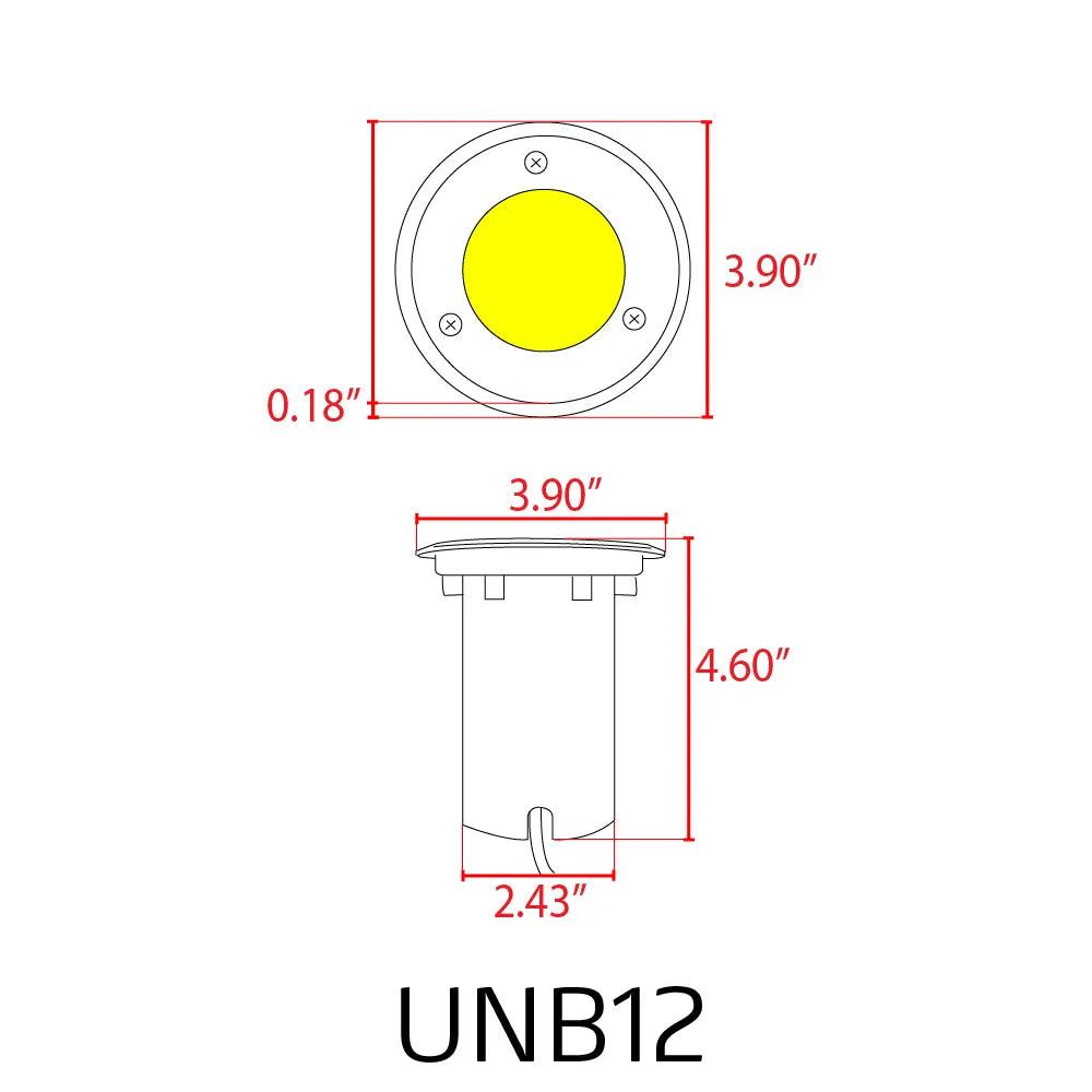 UNB12 Cast Brass 12V Low Voltage Round LED In-ground Well Light IP65 Waterproof MR16 Socket