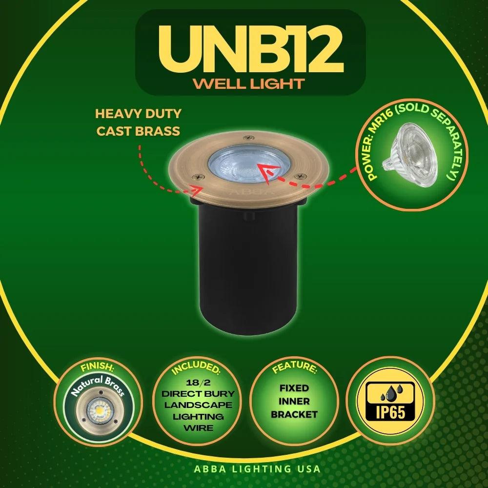 UNB12 Cast Brass 12V Low Voltage Round LED In-ground Well Light IP65 Waterproof MR16 Socket