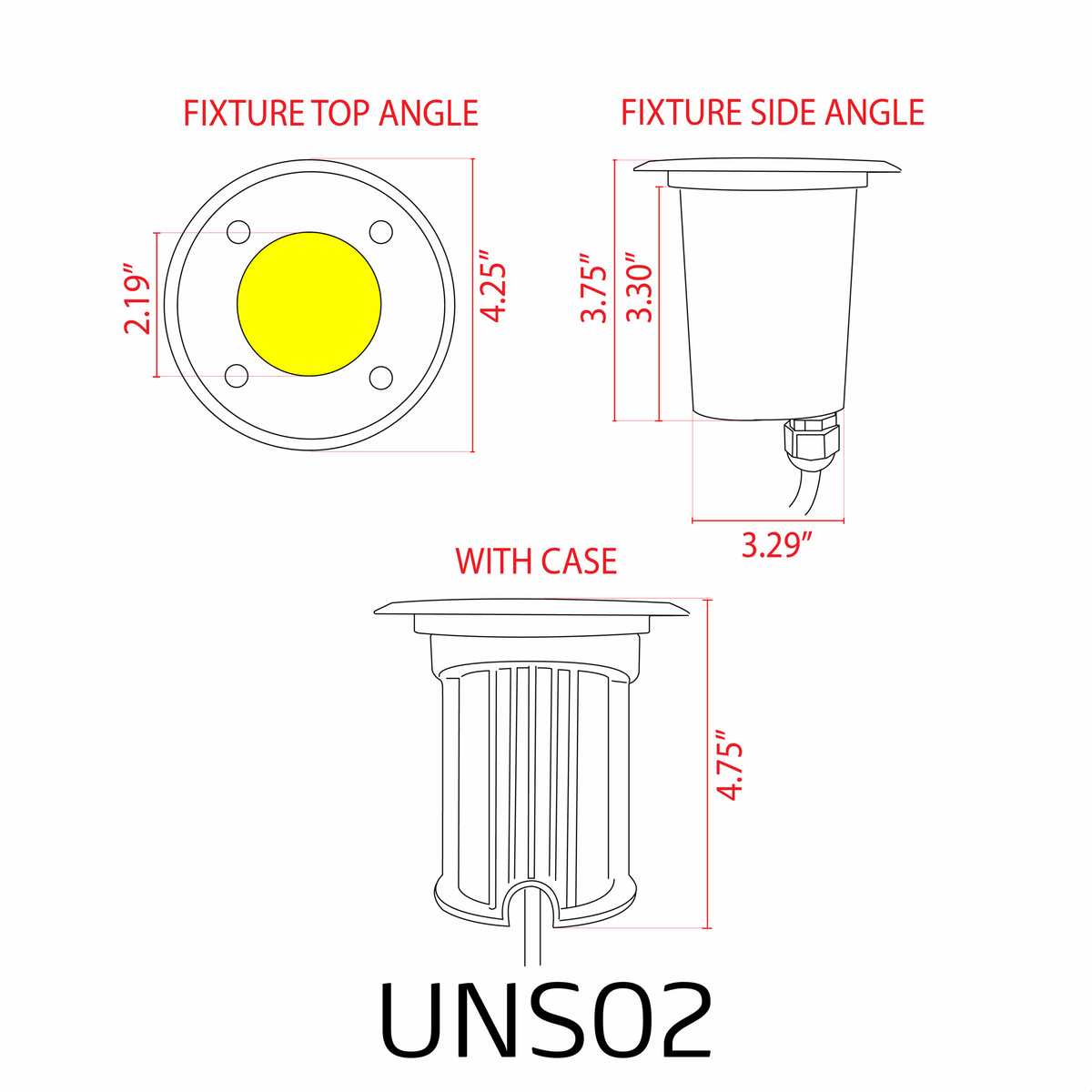 UNS02 Stainless Steel Waterproof In-Ground 12V Low Voltage LED Underground Light Landscape Lighting MR16 Socket