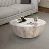 Arthur 12 Inch Round Mango Wood Coffee Table, Subtle Grains, Distressed White - UPT-32181