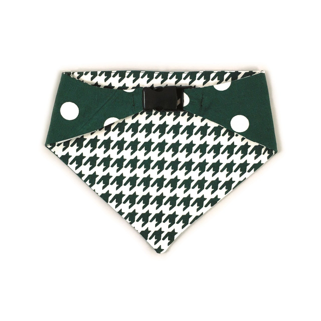 Dark Green Houndstooth Reversible Dog Bandana