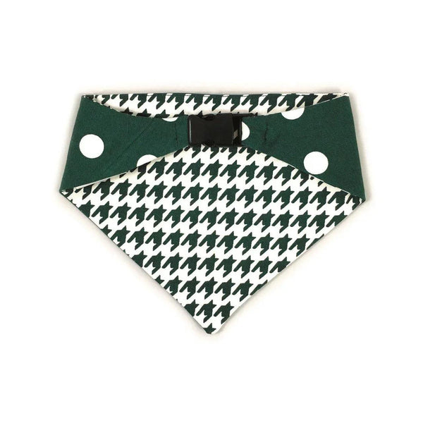 Dark Green Houndstooth Reversible Dog Bandana - Gifts for You 'n Me