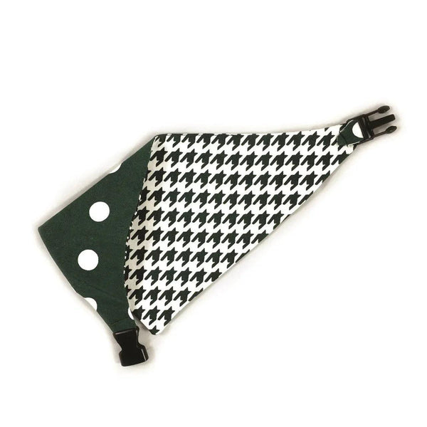Dark Green Houndstooth Reversible Dog Bandana - Gifts for You 'n Me