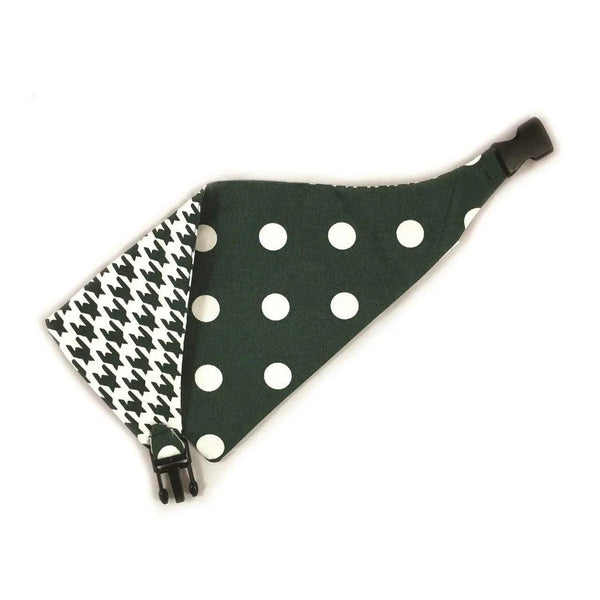 Dark Green Houndstooth Reversible Dog Bandana - Gifts for You 'n Me