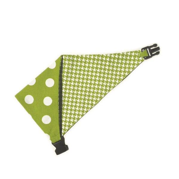Lime Green Houndstooth Reversible Dog Bandana - Gifts for You 'n Me