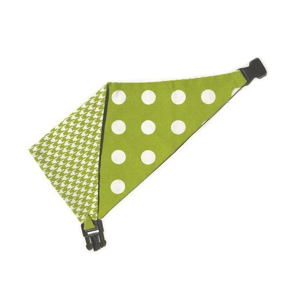 Lime Green Houndstooth Reversible Dog Bandana - Gifts for You 'n Me