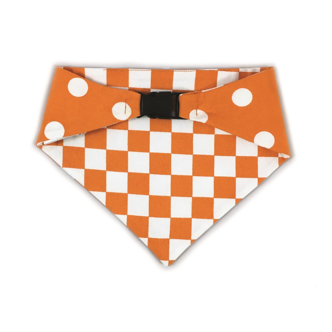 Orange Checkered Reversible Dog Bandana