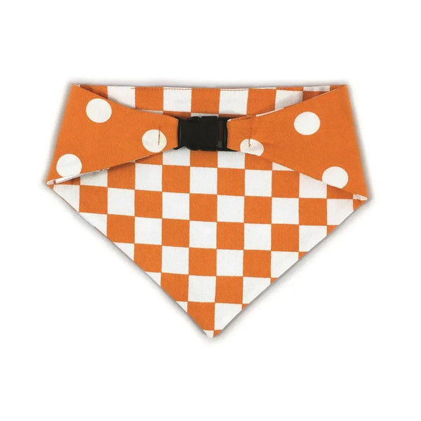 Orange Checkered Reversible Dog Bandana - Gifts for You 'n Me