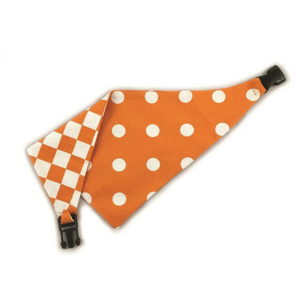 Orange Checkered Reversible Dog Bandana - Gifts for You 'n Me