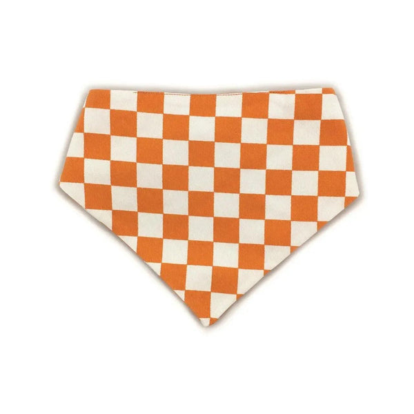 Orange Checkered Reversible Dog Bandana - Gifts for You 'n Me