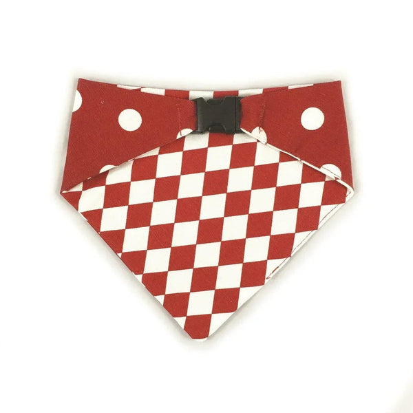 Red Checkered Reversible Dog Bandana - Gifts for You 'n Me