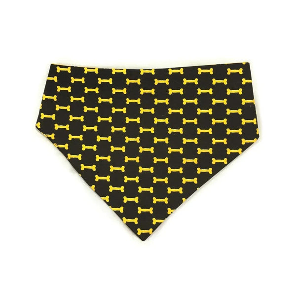 Mustard Yellow & Black Reversible Dog Bandana - Gifts for You 'n Me