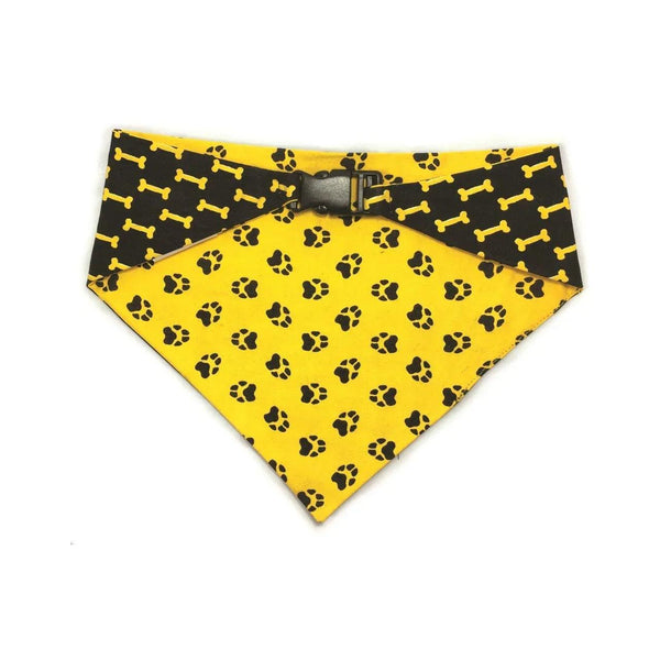 Mustard Yellow & Black Reversible Dog Bandana - Gifts for You 'n Me