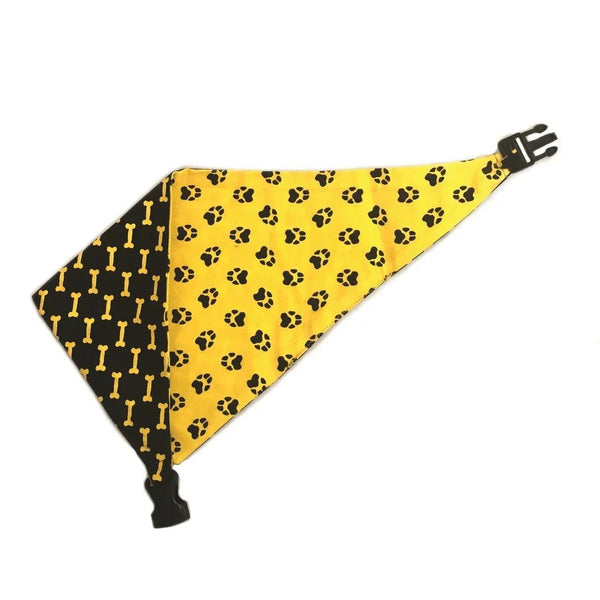 Mustard Yellow & Black Reversible Dog Bandana - Gifts for You 'n Me